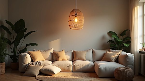 Créer une ambiance chaleureuse avec une suspension bohème en macramé tissé